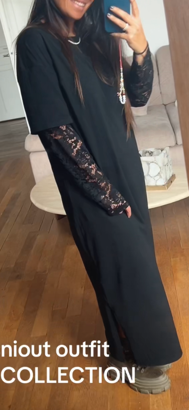 Robe manches dentelle Liora